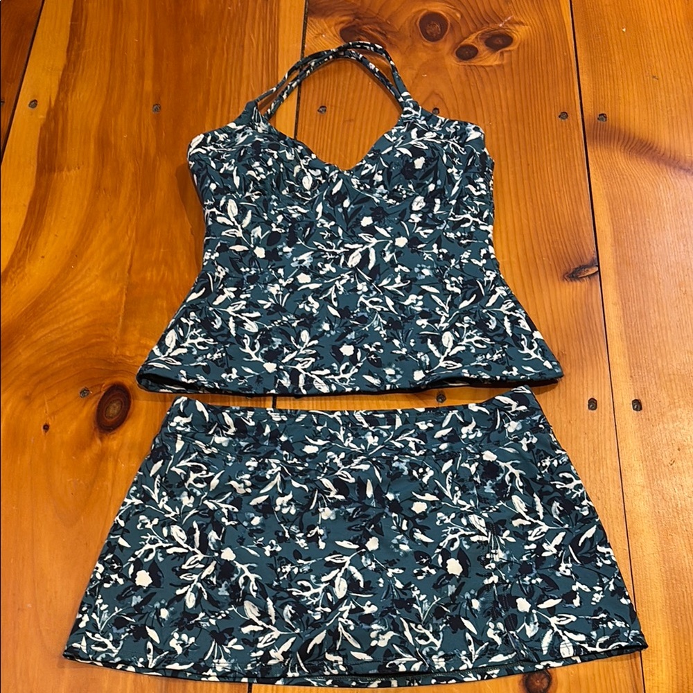Garnet Hill Blue and White Floral Bikini Set